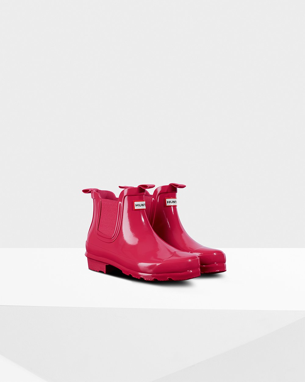 Hunter Original Big Gloss Chelsea Boots - Shop Online Kids Pink - KRAYDS453